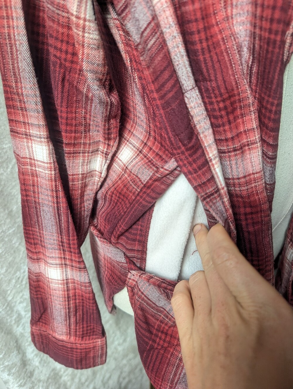 Jack's Girlfriend Medium Rayon Blend Burgundy Red Plaid Shacket Button Down Tuni - Picture 3 of 6